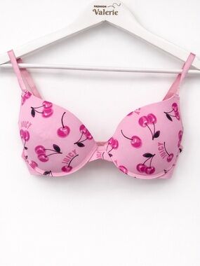 Juicy Couture Pink Cherry Bra Fruit Print Push-up Size 34C Y2k Style